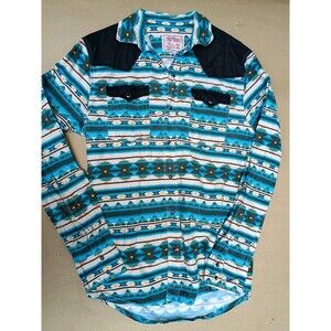 Desperado Mens Aztec Western Pearl Snap Button Up Shirt Size M Cowboy